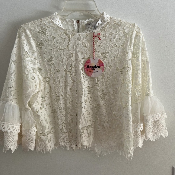 Hayden Los Angeles Tops - New Cream Lace Top